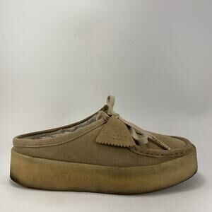 Clarks Wallabee Mule Maple Suede Clogs Womens Size 8.5, Slip On Tan Suede